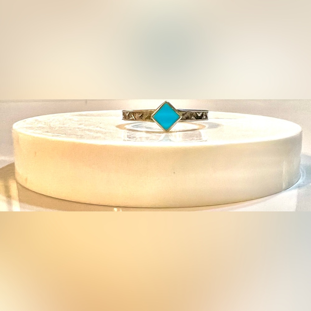 Stackable Vintage 925 Silver Ring W/Small Diamond… - image 4